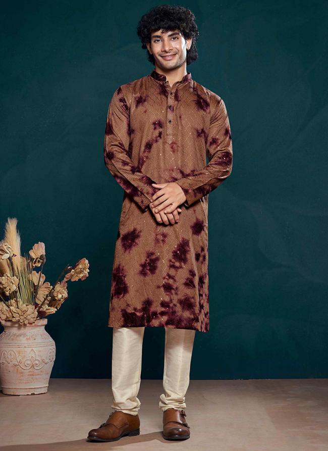 Viscose Wine Eid Wear Embroidery Work Readymade Kurta Pajama